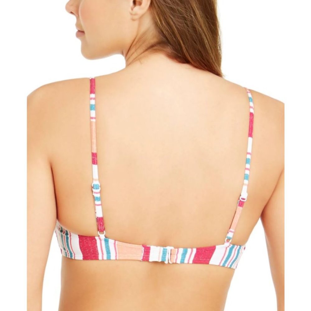 Roxy Striped Bikini Top in Pink, Peach, Teal & White - Picture 6 of 6